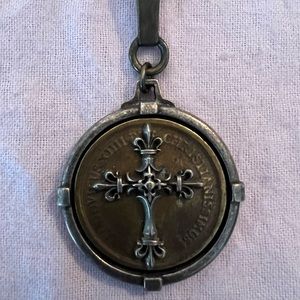 French Kande Australian Crystal Necklace with cross medallion